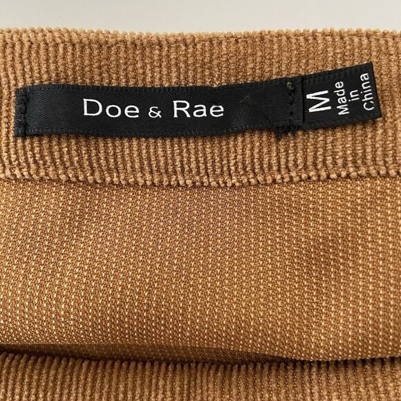 Doe & Rae Corduroy Skirt Sz M Side Button Closure Ruffle Hemline Caramel Brown - Picture 8 of 10
